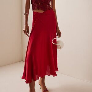 Cult Gaia Shera Twisted Silk Midi Skirt
